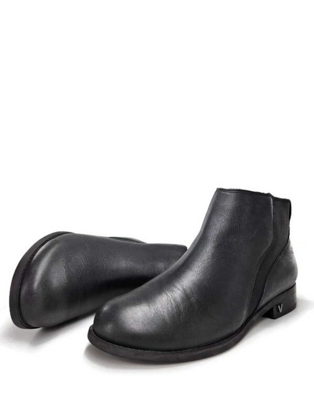 Vionic Thatcher Black Leather Water Resistant Pull-On Chelsea Ankle Boots
